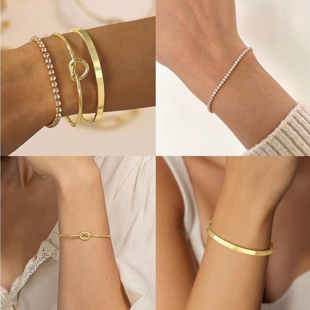 Elegant gold 3 Bracelets Set